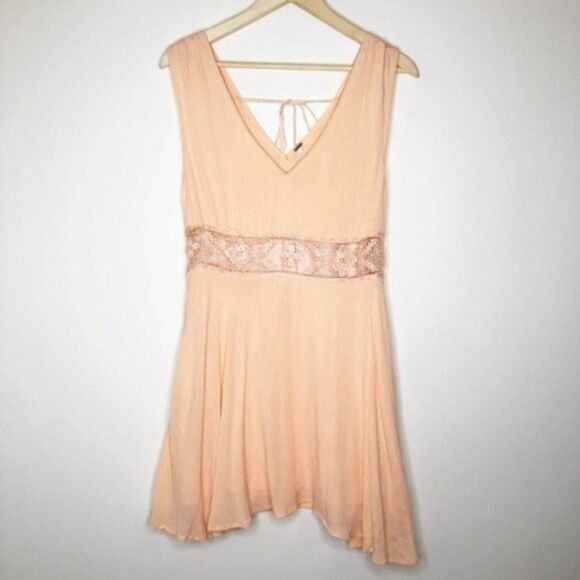 FREE PEOPLE Peach Cutout Mini Dress - Picture 1 of 10